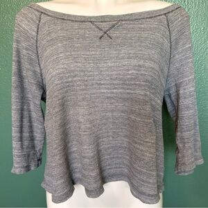 Free People We The Free Waffle Knit Slouchy Three Quarter Sleeve Top